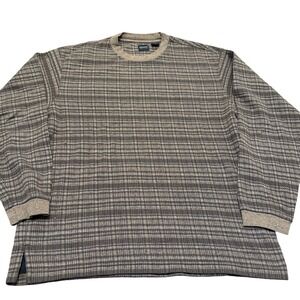 Arrow Earth Tone Textured Stripe Crewneck Sweater Men's Large